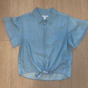 Nordstrom chambray denim button down tie shirt